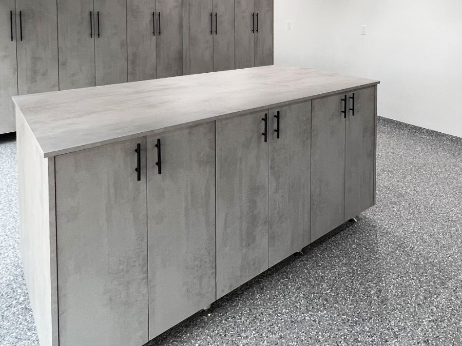 Work island with cabinets